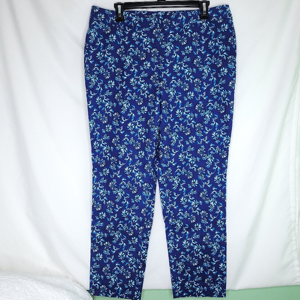 WHITE HOUSE BLACK MARKET Women's Floral Print Slim Ankle Pants Size 14 (NWT)